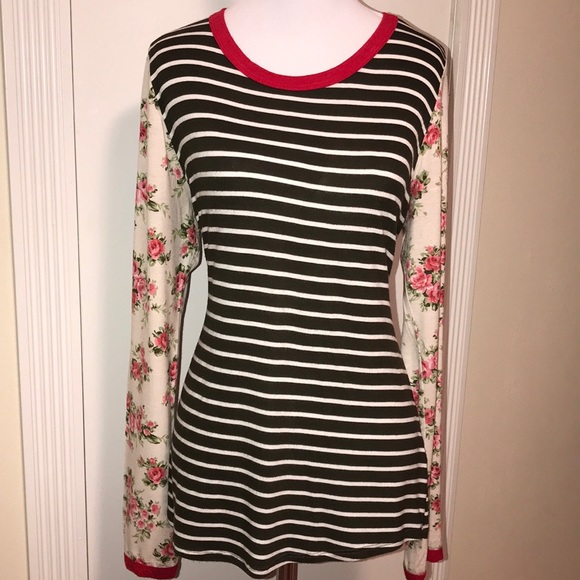 The Skirt Outlet Tops - The Skirt Outlet | stripe and floral print tee